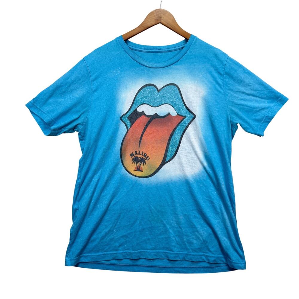 VTG Malibu Rum Promo Rolling Stones Lips Tongue Frat Alcohol Tee T-Shirt XL